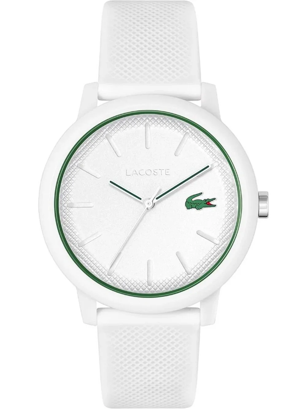 Men's White Rubber Strap Analog Quartz TR90 Case Premium Sporty Round Watch